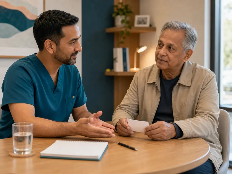 Dentist and patient discussing next steps without pressure